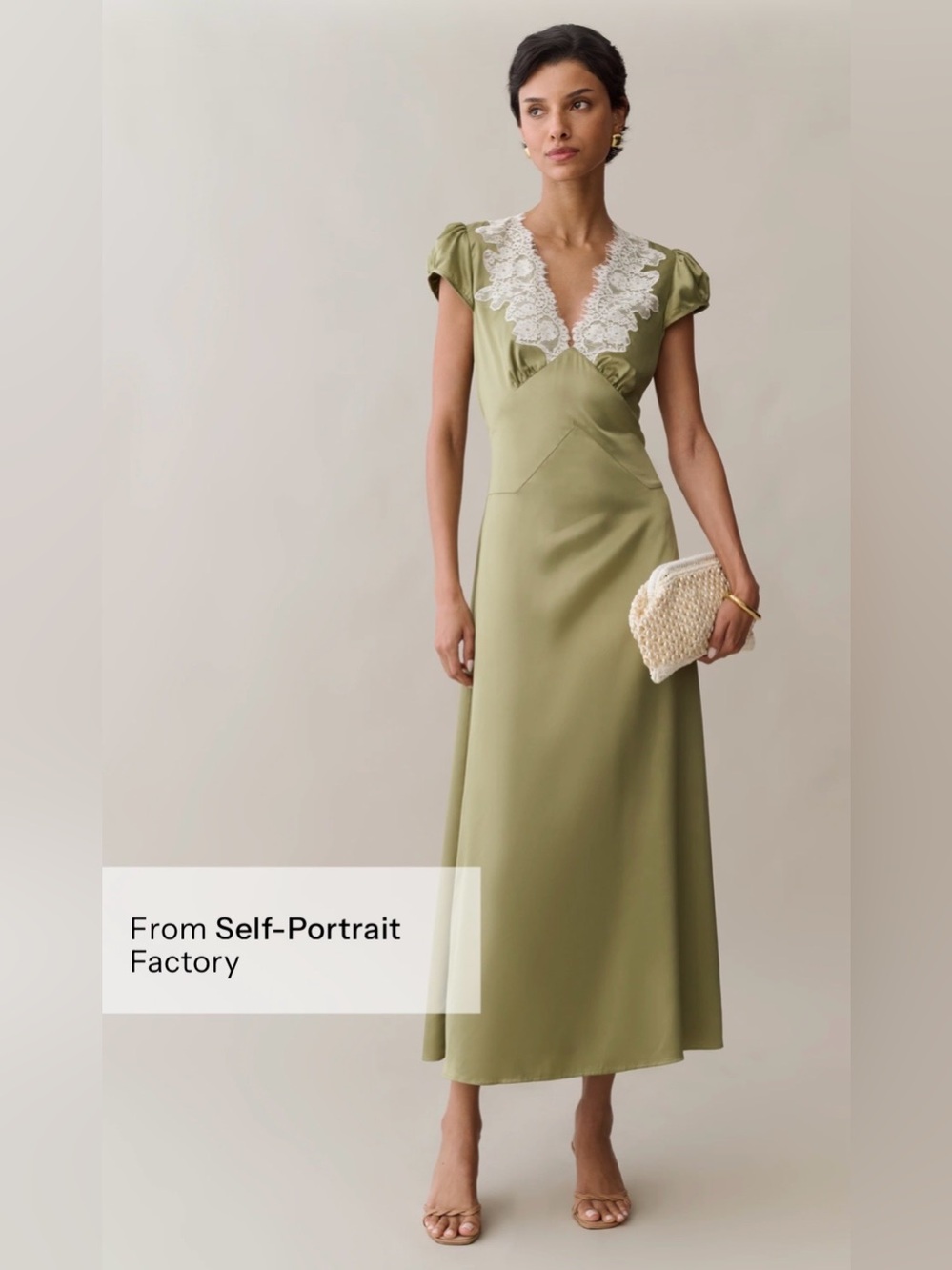 o.p.t. Kasey Dress Size 12 Sage Green NWT Self-Portrait Factory Lace Midi